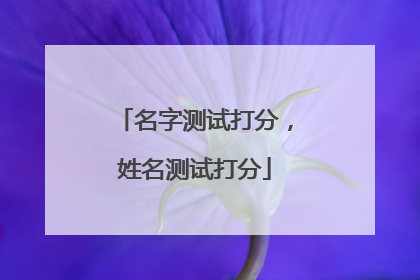 名字测试打分，姓名测试打分